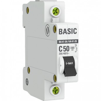 Автоматический выключатель EKF BASIC 1P 50А (C) 4,5кА ВА 47-29