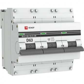 Автоматический выключатель EKF PROXIMA 3P 63А (D) 10kA ВА 47-100