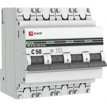 Автоматический выключатель EKF PROXIMA 4P 50А (C) 4,5kA ВА 47-63